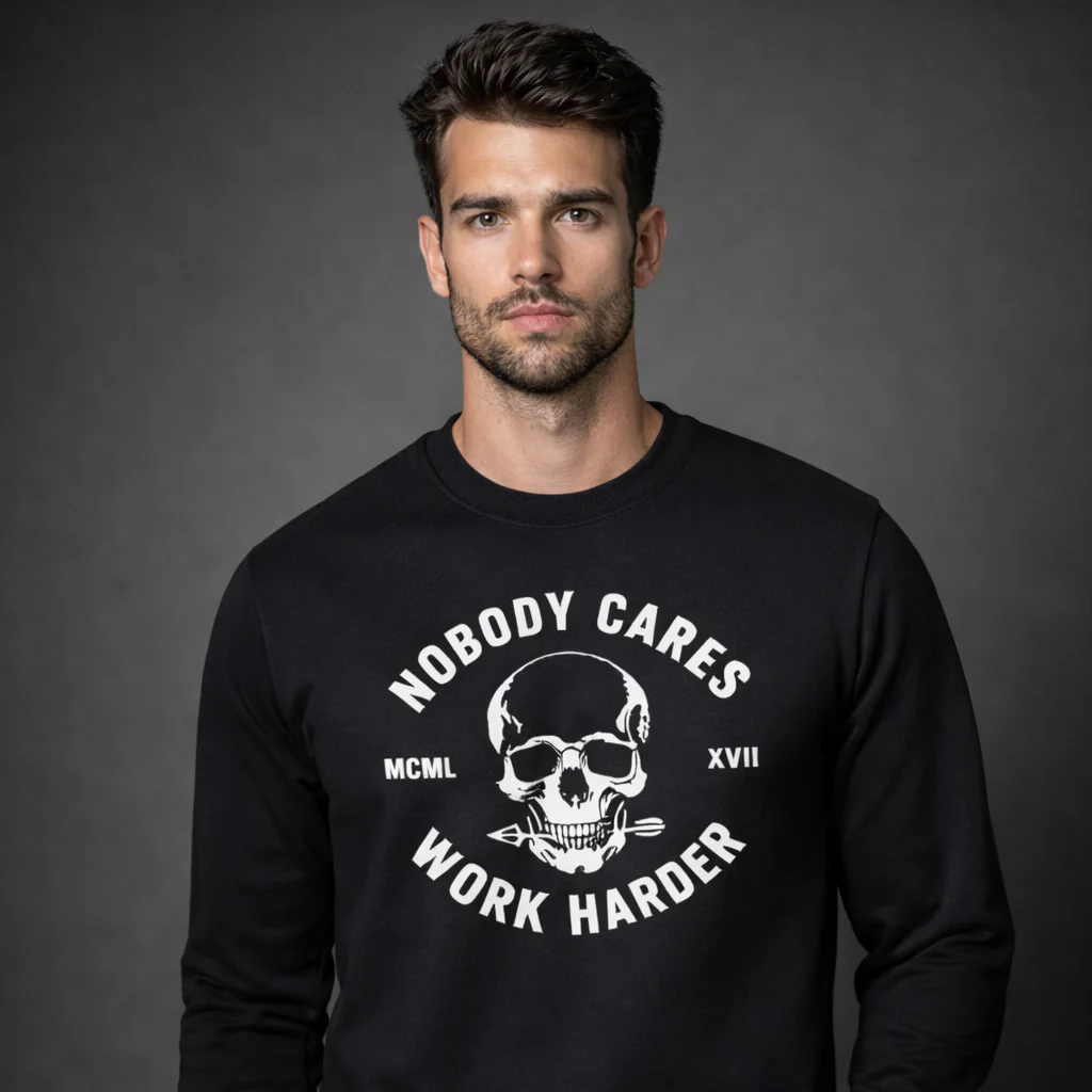 NOBODY CARES SKULL PREMIUM CREWNECK - Image 3
